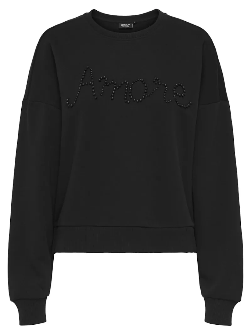 Only Pullover & Sweatshirts*ONLJENNA L/S O-NECK EMB. BOX SWT Black