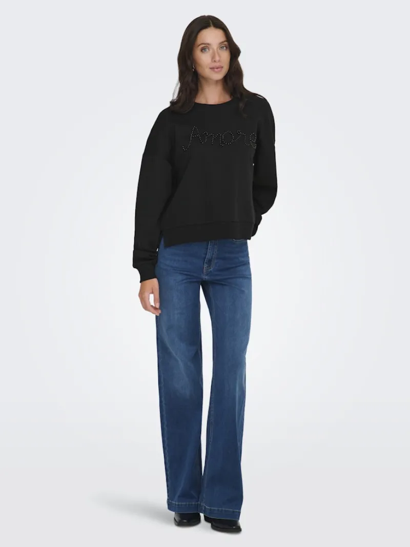 Only Pullover & Sweatshirts*ONLJENNA L/S O-NECK EMB. BOX SWT Black