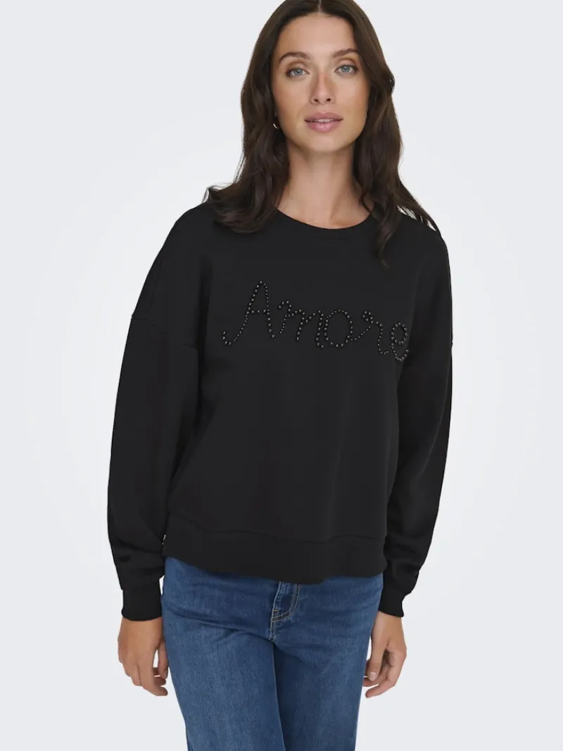 Only Pullover & Sweatshirts*ONLJENNA L/S O-NECK EMB. BOX SWT Black