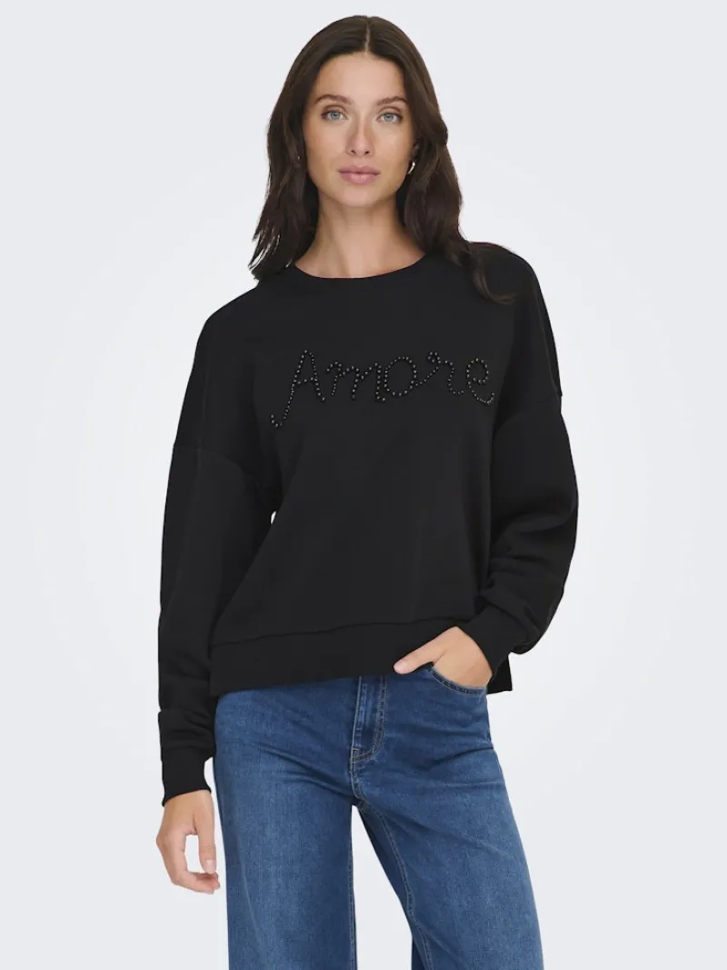 Only Pullover & Sweatshirts*ONLJENNA L/S O-NECK EMB. BOX SWT Black
