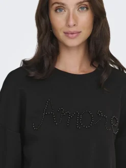Only Pullover & Sweatshirts*ONLJENNA L/S O-NECK EMB. BOX SWT Black