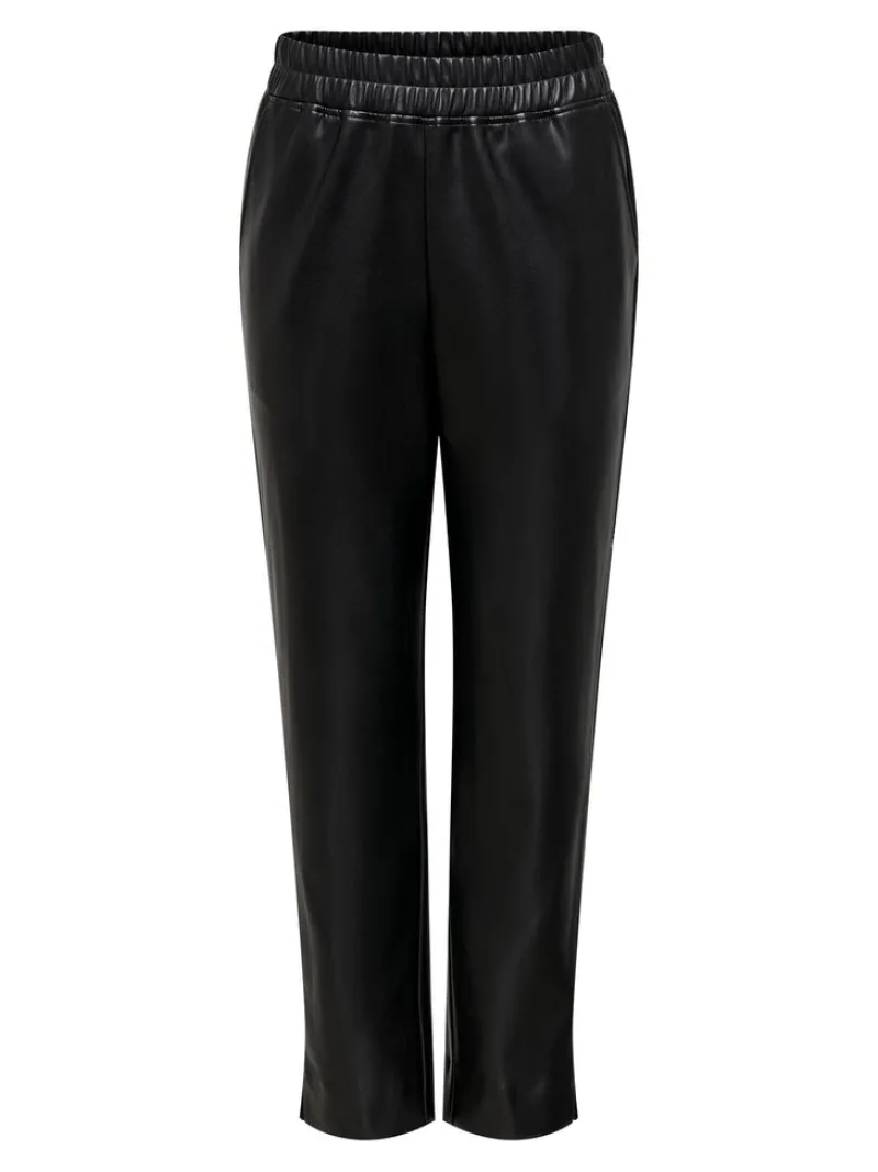 Only Hosen*ONLJOEY PULL-UP FAUX LEATH STR PANT PNT Black