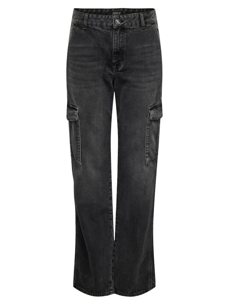 Only Jeans*ONLJUNE HW CARGO DNM DOT117 Washed Black