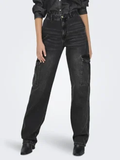Only Jeans*ONLJUNE HW CARGO DNM DOT117 Washed Black