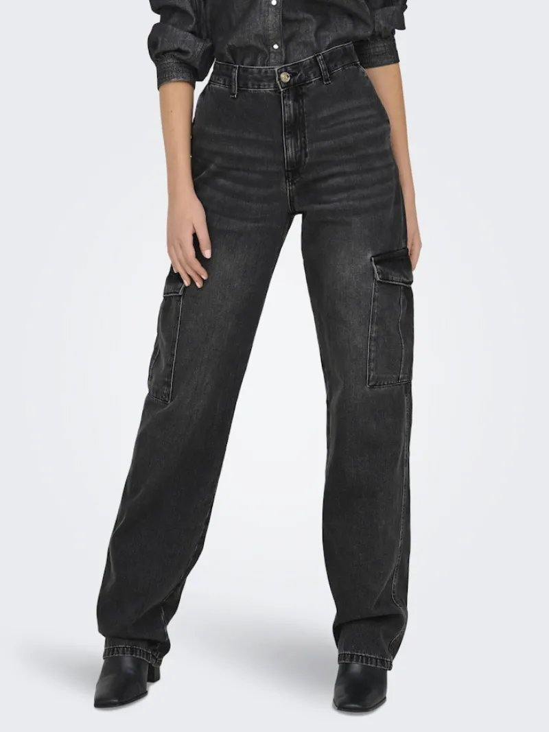 Only Jeans*ONLJUNE HW CARGO DNM DOT117 Washed Black