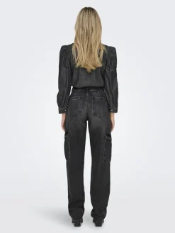Only Jeans*ONLJUNE HW CARGO DNM DOT117 Washed Black