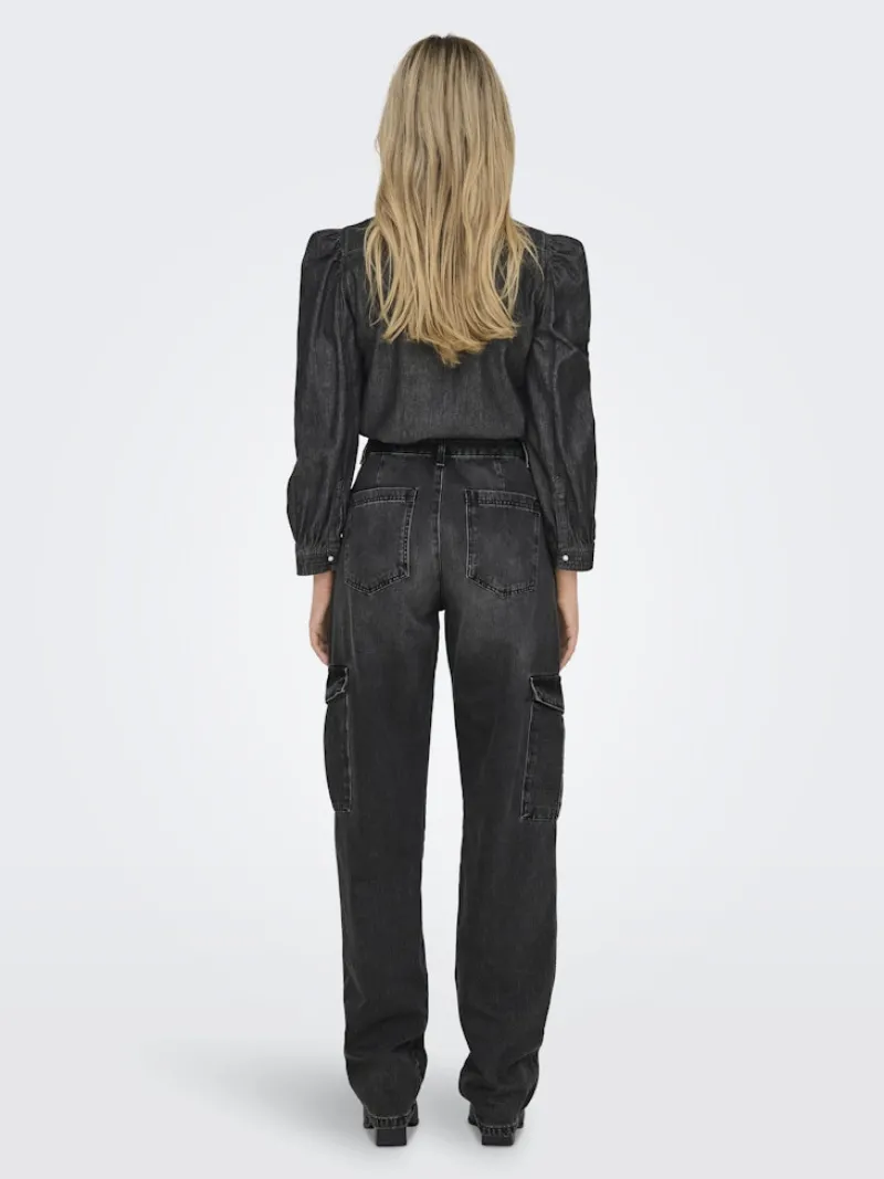 Only Jeans*ONLJUNE HW CARGO DNM DOT117 Washed Black