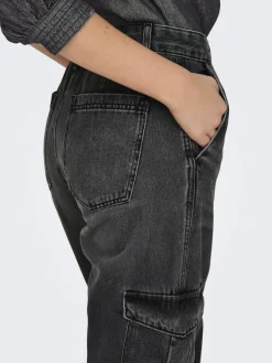 Only Jeans*ONLJUNE HW CARGO DNM DOT117 Washed Black