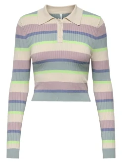 Only Pullover & Sweatshirts*ONLKAROL LS CROP RIB BUTTON POLO CC KNT birch