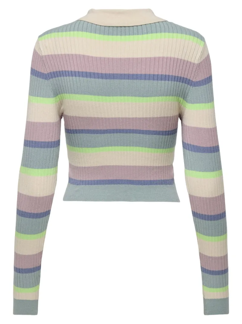 Only Pullover & Sweatshirts*ONLKAROL LS CROP RIB BUTTON POLO CC KNT birch