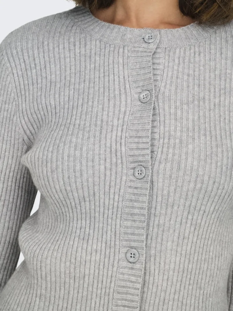 Only Pullover & Sweatshirts*-ONLKATIA LIFE LS BUTTON CARDI KNT NOOS Light Grey Melange