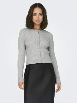 Only Pullover & Sweatshirts*-ONLKATIA LIFE LS BUTTON CARDI KNT NOOS Light Grey Melange