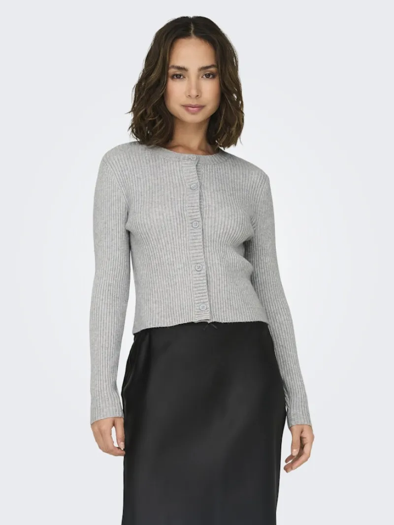 Only Pullover & Sweatshirts*-ONLKATIA LIFE LS BUTTON CARDI KNT NOOS Light Grey Melange