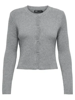 Only Pullover & Sweatshirts*-ONLKATIA LIFE LS BUTTON CARDI KNT NOOS ultimate grey