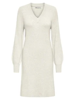 Only Kleider*ONLKATIA LIFE LS V-NECK DRESS KNT Whitecap Gray