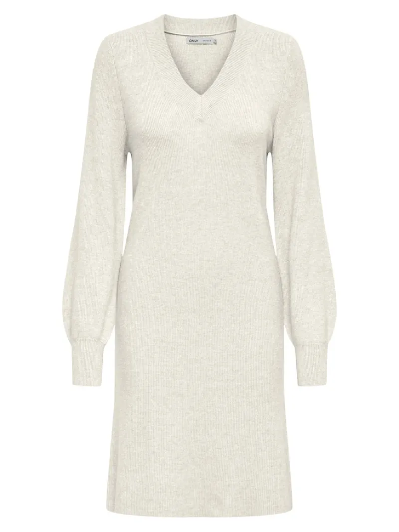 Only Kleider*ONLKATIA LIFE LS V-NECK DRESS KNT Whitecap Gray