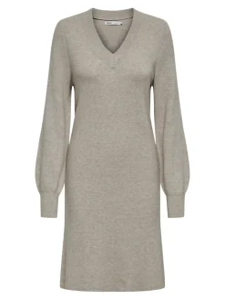 Only Kleider*ONLKATIA LIFE LS V-NECK DRESS KNT Mocha Meringue