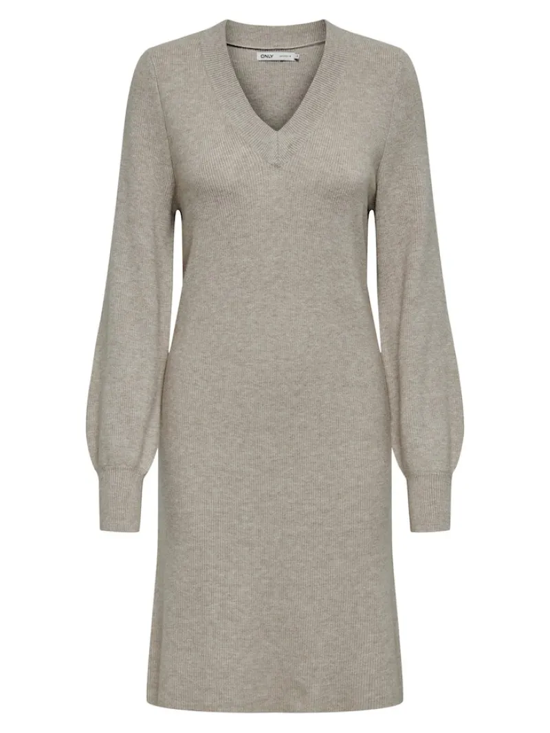 Only Kleider*ONLKATIA LIFE LS V-NECK DRESS KNT Mocha Meringue