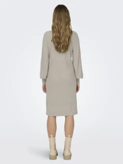 Only Kleider*ONLKATIA LIFE LS V-NECK DRESS KNT Mocha Meringue