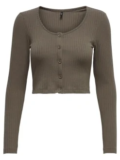 Only Shirts*ONLKAYA L/S CROPPED TOP JRS Walnut