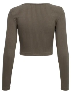 Only Shirts*ONLKAYA L/S CROPPED TOP JRS Walnut