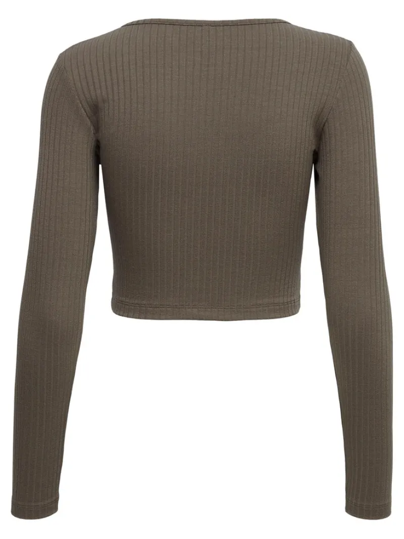 Only Shirts*ONLKAYA L/S CROPPED TOP JRS Walnut