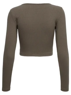 Only Shirts*ONLKAYA L/S CROPPED TOP JRS Walnut