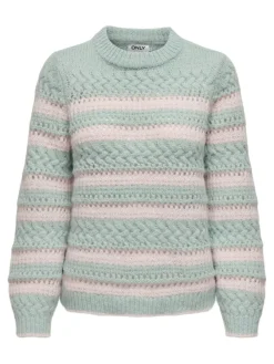 Only Pullover & Sweatshirts*ONLKIMA LS LIFE STRIPE O-NECK CC KNT icy morn