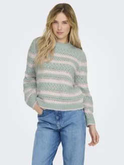 Only Pullover & Sweatshirts*ONLKIMA LS LIFE STRIPE O-NECK CC KNT icy morn