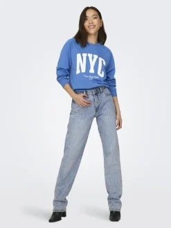 Only Pullover & Sweatshirts*ONLLANEY L/S NEW YORK O-NECK BOX SWT Super Sonic