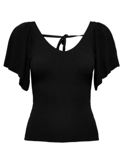 Only Shirts*ONLLEELO S/S BACK PULLOVER KNT NOOS Black