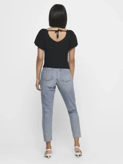 Only Shirts*ONLLEELO S/S BACK PULLOVER KNT NOOS Black