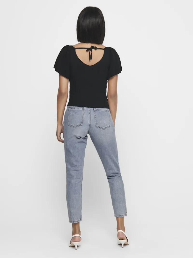 Only Shirts*ONLLEELO S/S BACK PULLOVER KNT NOOS Black