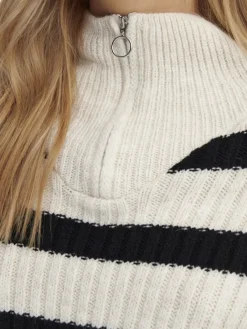 Only Pullover & Sweatshirts*ONLLEISE FREYA LS ZIP HIGH NECK KNT NOOS birch1