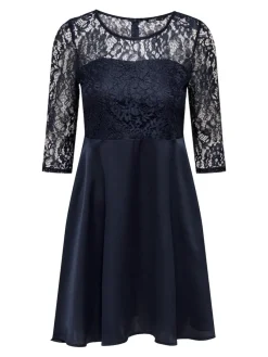 Only Kleider*ONLLIVA 3/4 LACE MIX DRESS CS WVN Night Sky