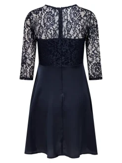 Only Kleider*ONLLIVA 3/4 LACE MIX DRESS CS WVN Night Sky