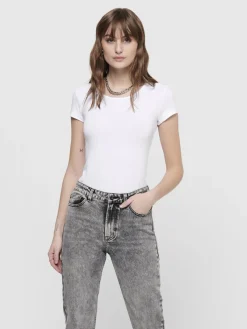 Only Shirts*ONLLIVE LOVE S/S ONECK TOP NOOS JRS white