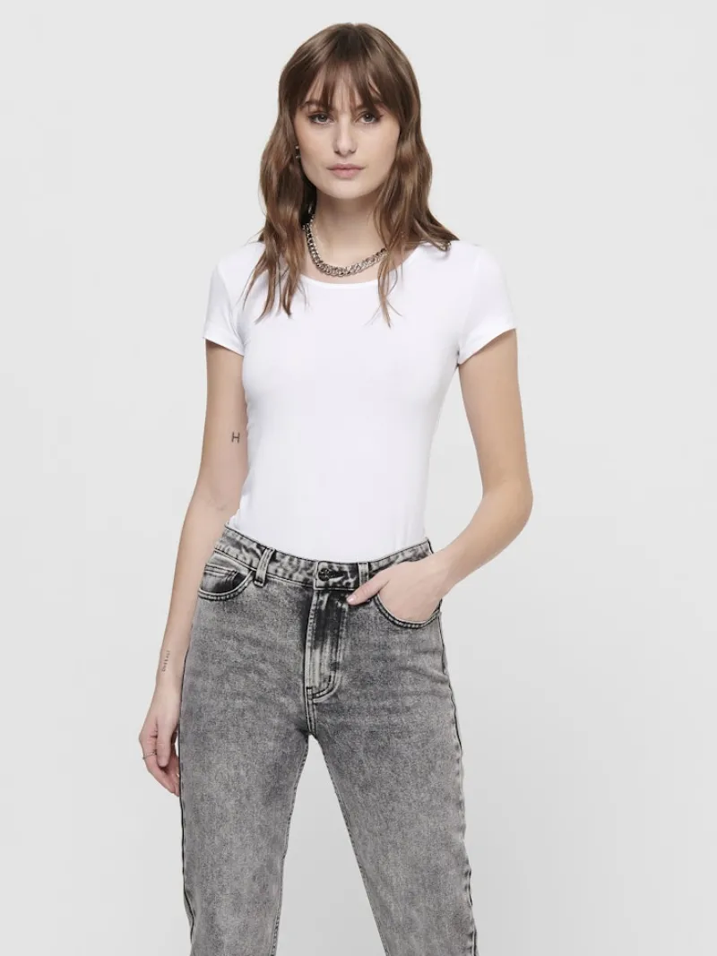 Only Shirts*ONLLIVE LOVE S/S ONECK TOP NOOS JRS white