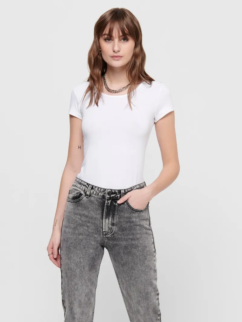 Only Shirts*ONLLIVE LOVE S/S ONECK TOP NOOS JRS white