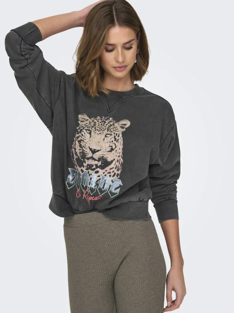 Only Pullover & Sweatshirts*ONLLUCINDA L/S O-NECK SWT NOOS black1