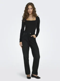 Only Jeans*ONLLUMI MW MOM STRAIGHT DNM PIM900 Washed Black