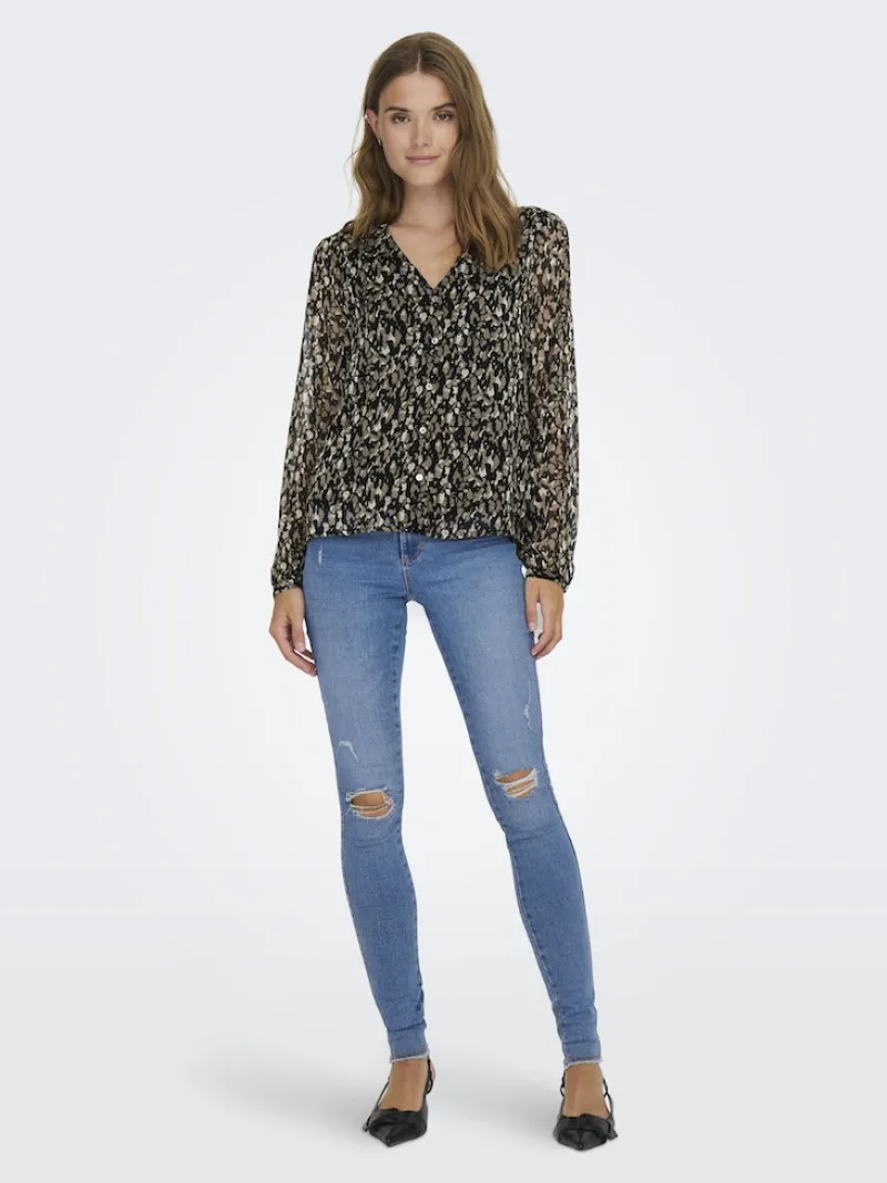 Only Blusen*ONLLUNA L/S V-NECK TOP NOOS PTM schwarz2