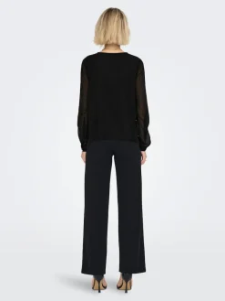 Only Blusen*ONLLUNA L/S V-NECK TOP NOOS PTM schwarz2