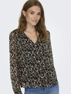 Only Blusen*ONLLUNA L/S V-NECK TOP NOOS PTM schwarz2