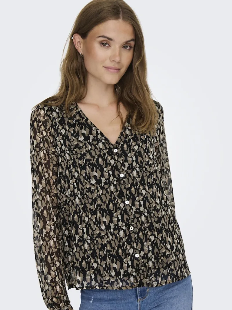 Only Blusen*ONLLUNA L/S V-NECK TOP NOOS PTM schwarz2