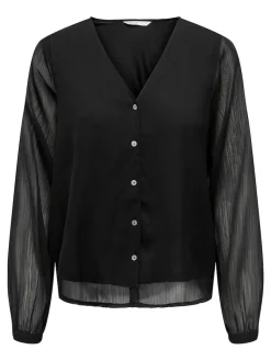 Only Blusen*ONLLUNA L/S V-NECK TOP NOOS PTM schwarz1