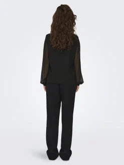 Only Blusen*ONLLUNA L/S V-NECK TOP NOOS PTM schwarz1