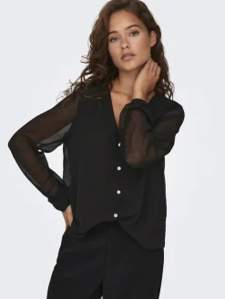 Only Blusen*ONLLUNA L/S V-NECK TOP NOOS PTM schwarz1