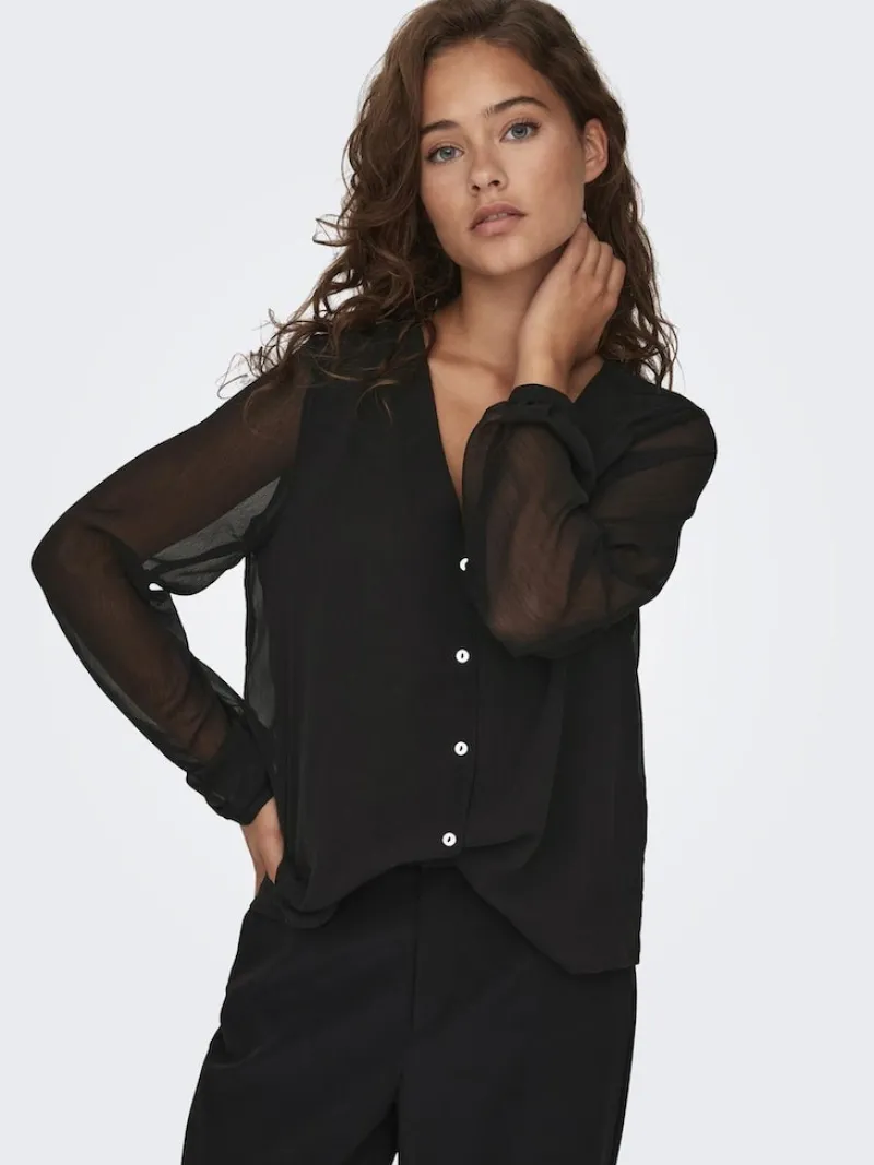 Only Blusen*ONLLUNA L/S V-NECK TOP NOOS PTM schwarz1