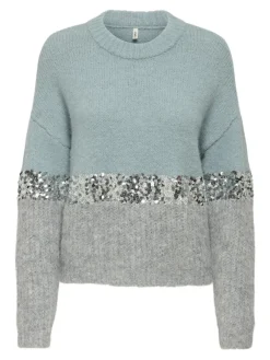 Only Pullover & Sweatshirts*ONLMAINE LIFE LS SEQUIN BLOCK O-NECK KNT arona